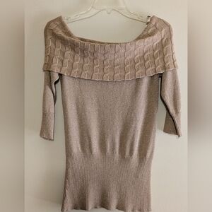 Byer California Off-Shoulder Sweater Sparkly Gold Size Medium